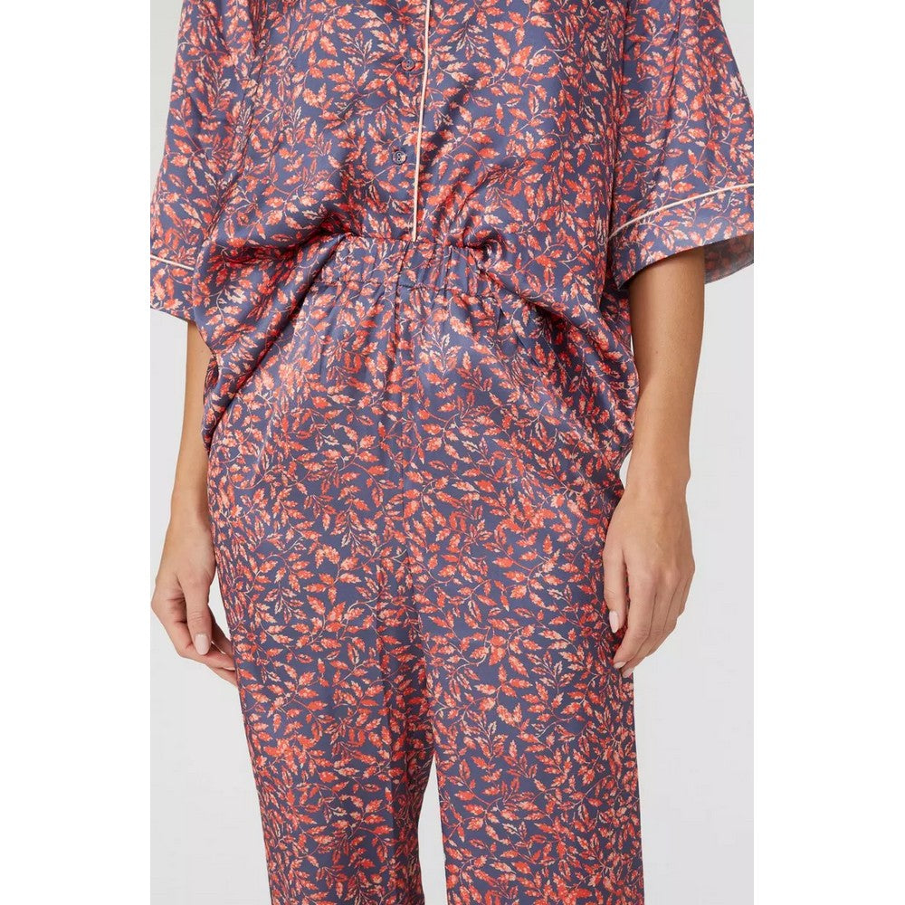 Burnt Orange - Lifestyle - Debenhams Womens-Ladies Oak Leaf Revere Collar Boxy Pyjama Set