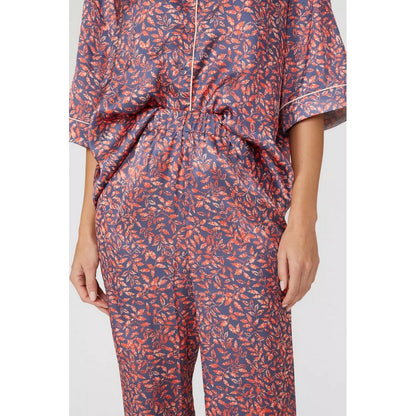 Burnt Orange - Lifestyle - Debenhams Womens-Ladies Oak Leaf Revere Collar Boxy Pyjama Set