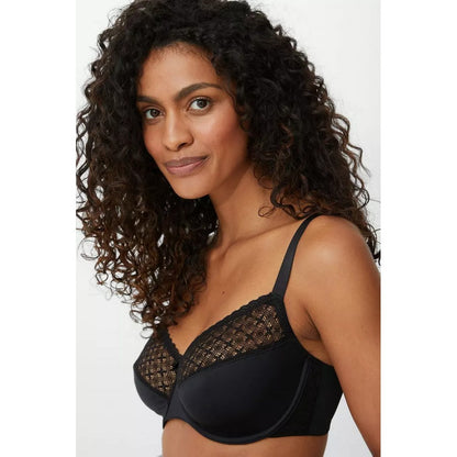 Black-White - Side - Gorgeous Womens-Ladies Animal Print Minimiser Bra (Pack of 2)