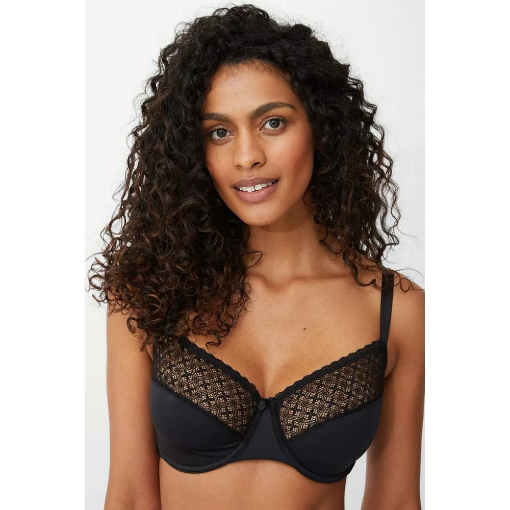 Black-White - Lifestyle - Gorgeous Womens-Ladies Animal Print Minimiser Bra (Pack of 2)