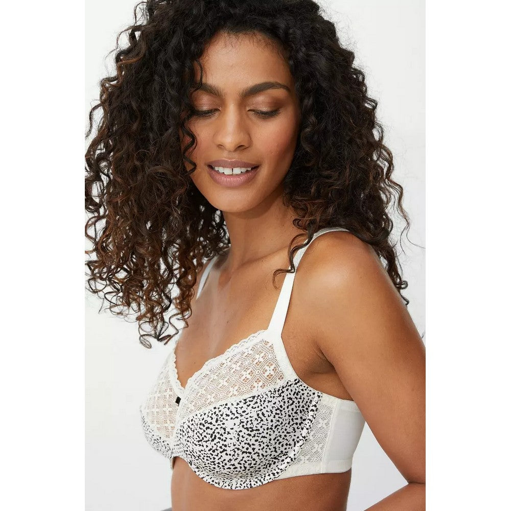 Black-White - Pack Shot - Gorgeous Womens-Ladies Animal Print Minimiser Bra (Pack of 2)