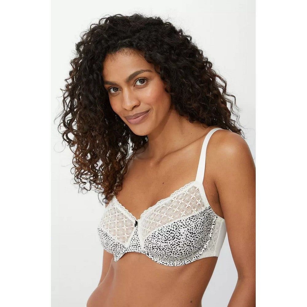 Black-White - Close up - Gorgeous Womens-Ladies Animal Print Minimiser Bra (Pack of 2)