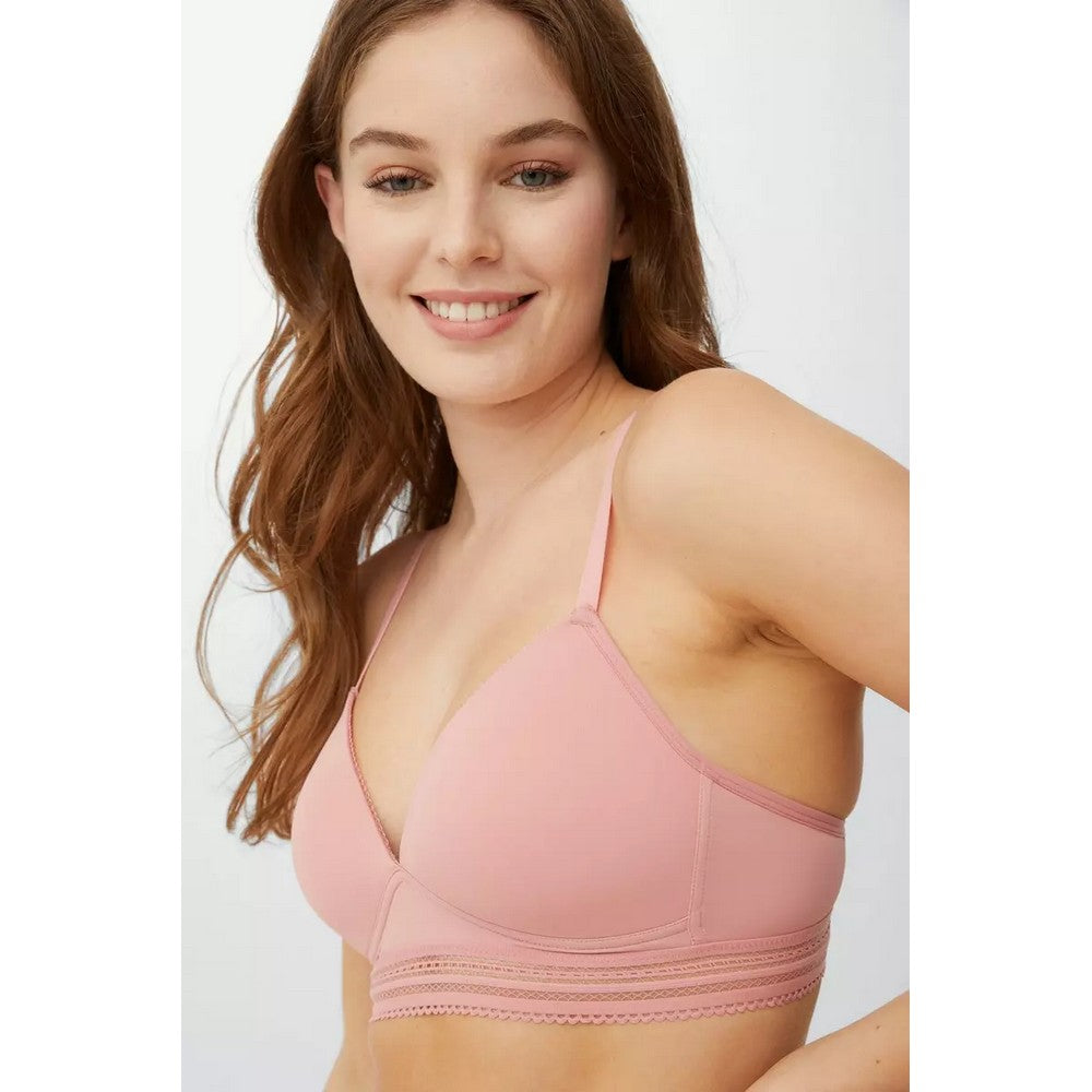 Pink - Side - Debenhams Womens-Ladies Textured Non-Wired Bra (Pack of 2)
