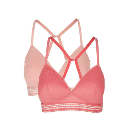 Pink - Front - Debenhams Womens-Ladies Textured Non-Wired Bra (Pack of 2)