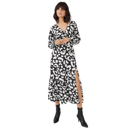 Black - Front - Principles Womens-Ladies Animal Print Belt Dress