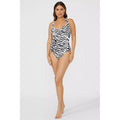 Black-White - Lifestyle - Gorgeous Womens-Ladies Zebra Print One Piece Swimsuit