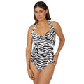 Black-White - Front - Gorgeous Womens-Ladies Zebra Print One Piece Swimsuit