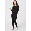 Black - Pack Shot - Debenhams Womens-Ladies Ribbed Viscose Keyhole Pyjama Top