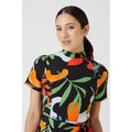 Multicoloured - Side - Principles Womens-Ladies Leaf Print Short-Sleeved Midi Dress