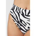 White-Black - Side - Gorgeous Womens-Ladies Zebra Print Mid Rise Bikini Bottoms
