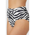 White-Black - Side - Gorgeous Womens-Ladies Zebra Print High Waist Bikini Bottoms