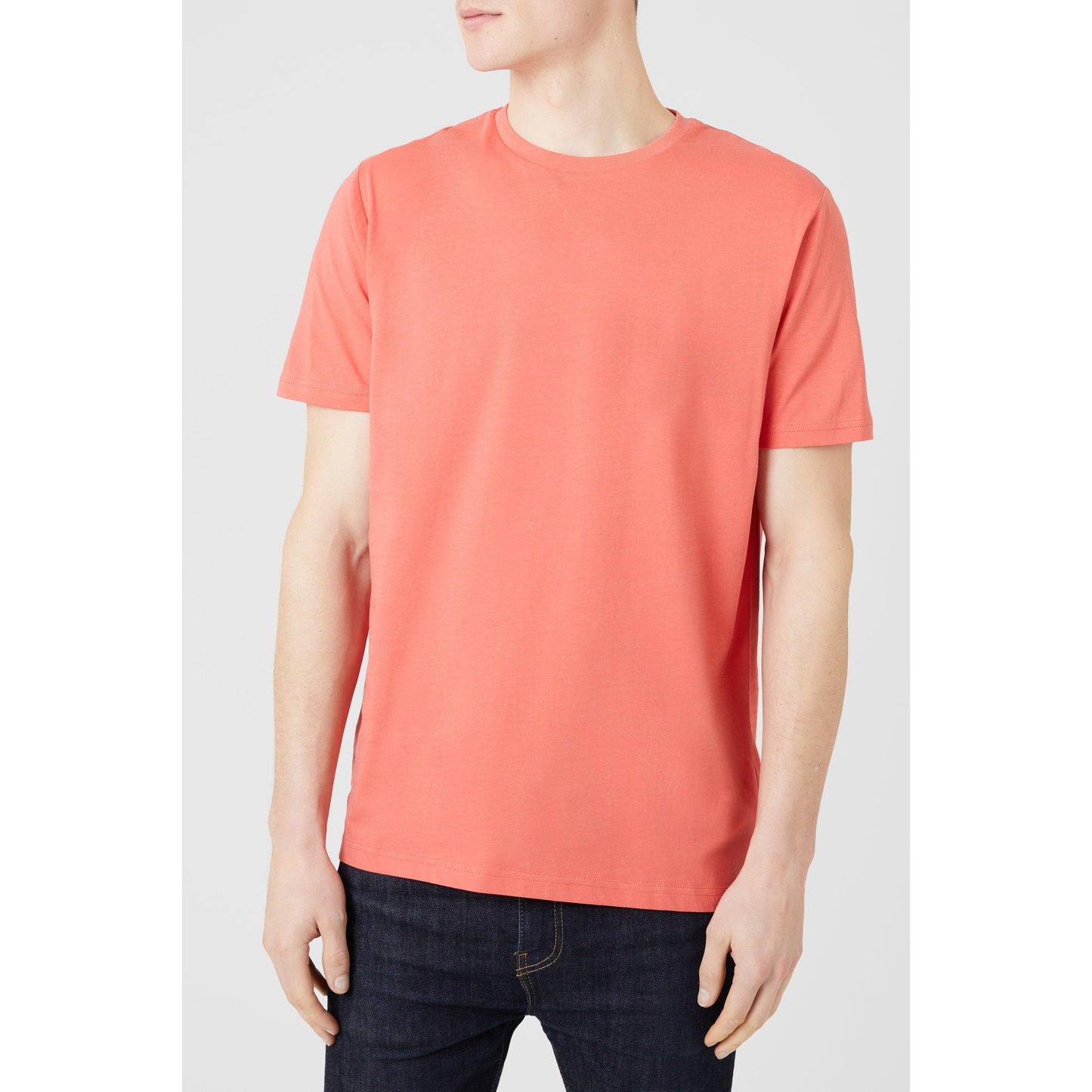 Coral - Front - Maine Mens Cotton Crew Neck T-Shirt