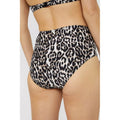 Black-White - Back - Debenhams Womens-Ladies Leopard Print High Waist Bikini Bottoms