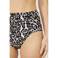 Black-White - Side - Debenhams Womens-Ladies Leopard Print High Waist Bikini Bottoms