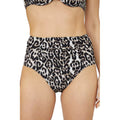 Black-White - Front - Debenhams Womens-Ladies Leopard Print High Waist Bikini Bottoms