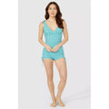 Teal - Lifestyle - Mantaray Womens-Ladies Savannah Tile Padded Tankini Top