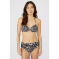 White-Black - Side - Debenhams Womens-Ladies Leopard Print Underwired Bikini Top