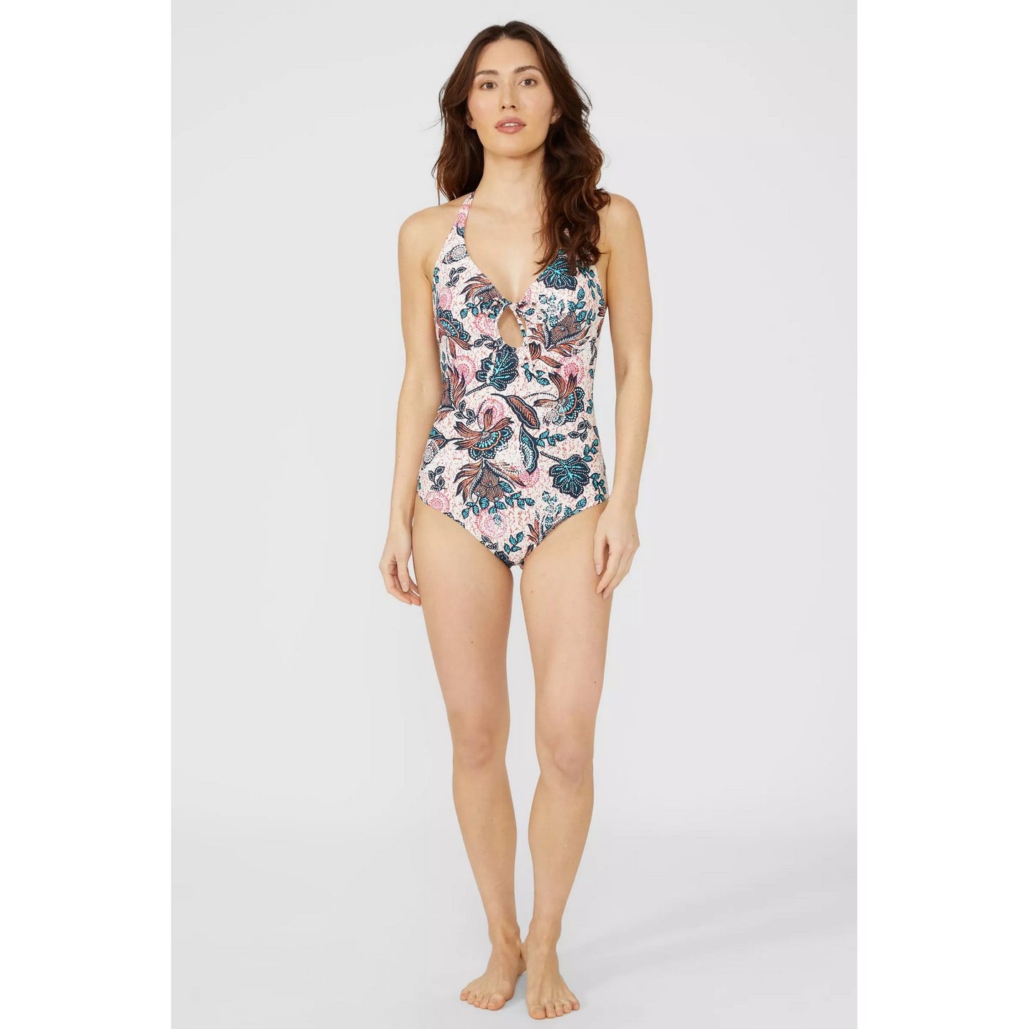 Multicoloured - Lifestyle - Mantaray Womens-Ladies Savannah Floral Halter Neck One Piece Swimsuit