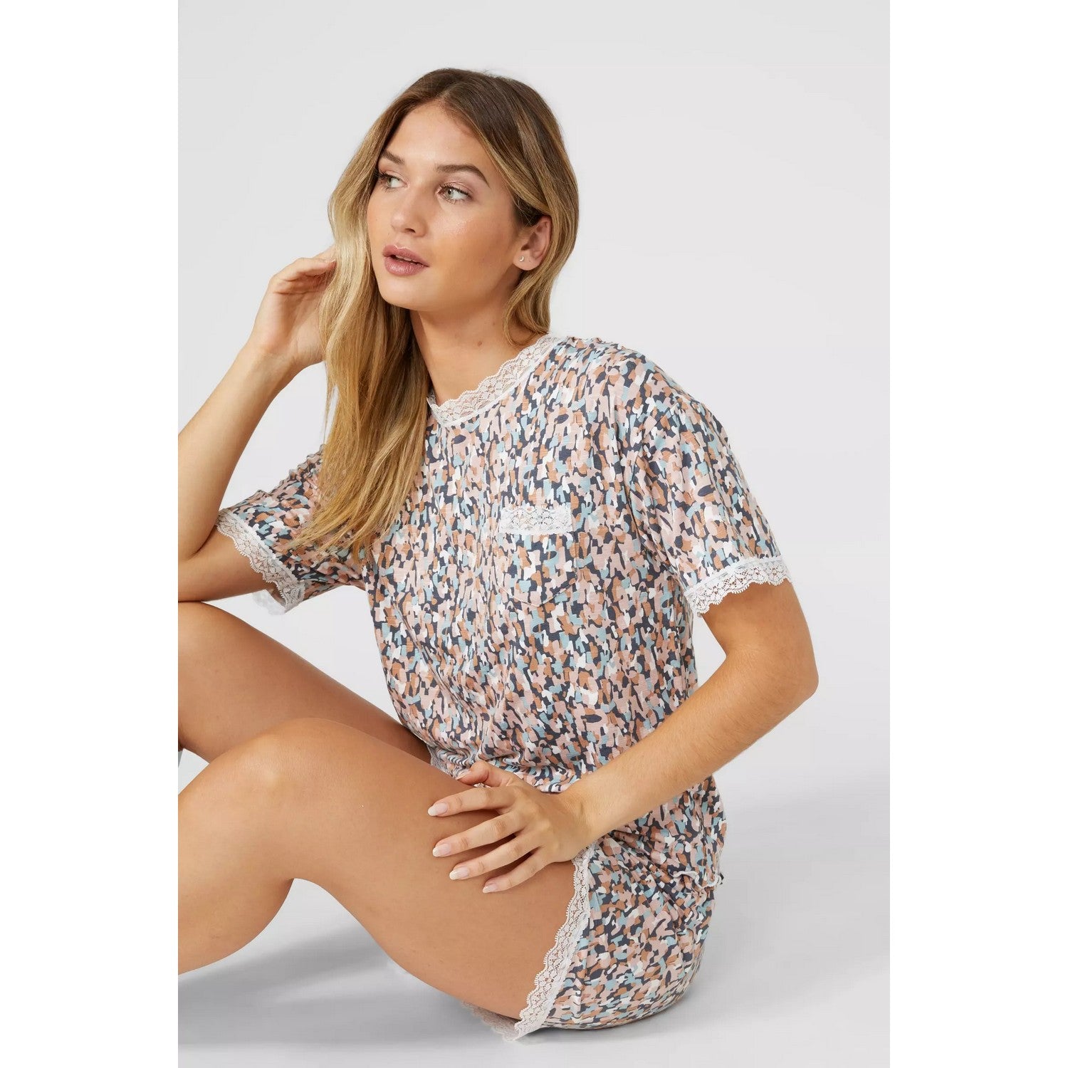 Nude - Lifestyle - Debenhams Womens-Ladies Printed Slub Pocket Pyjama Top