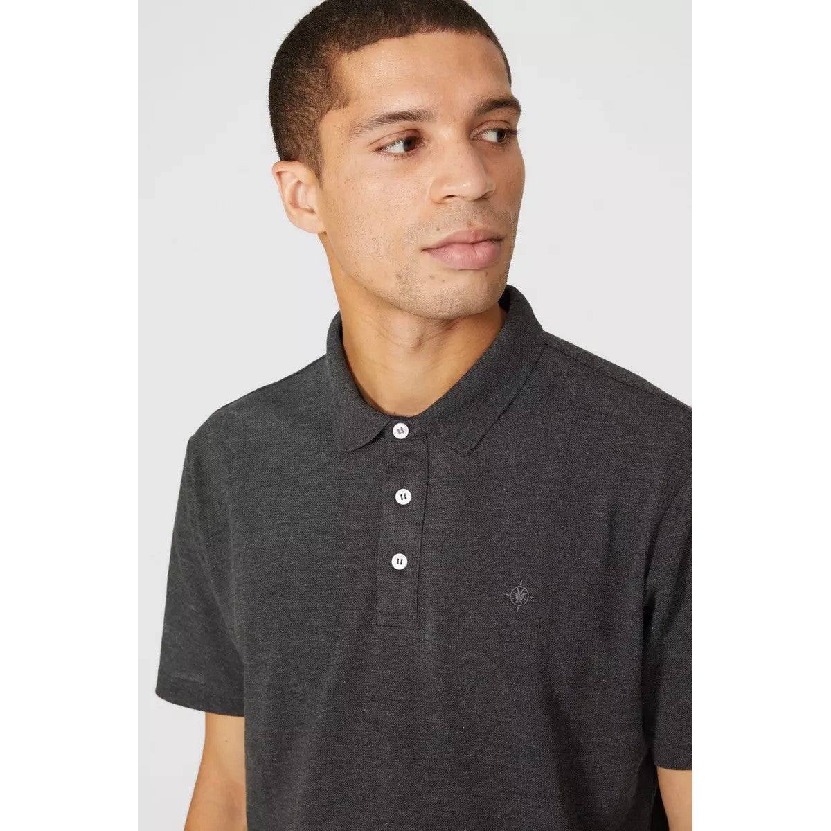 Dark Grey - Side - Maine Mens Pique Short-Sleeved Polo Shirt