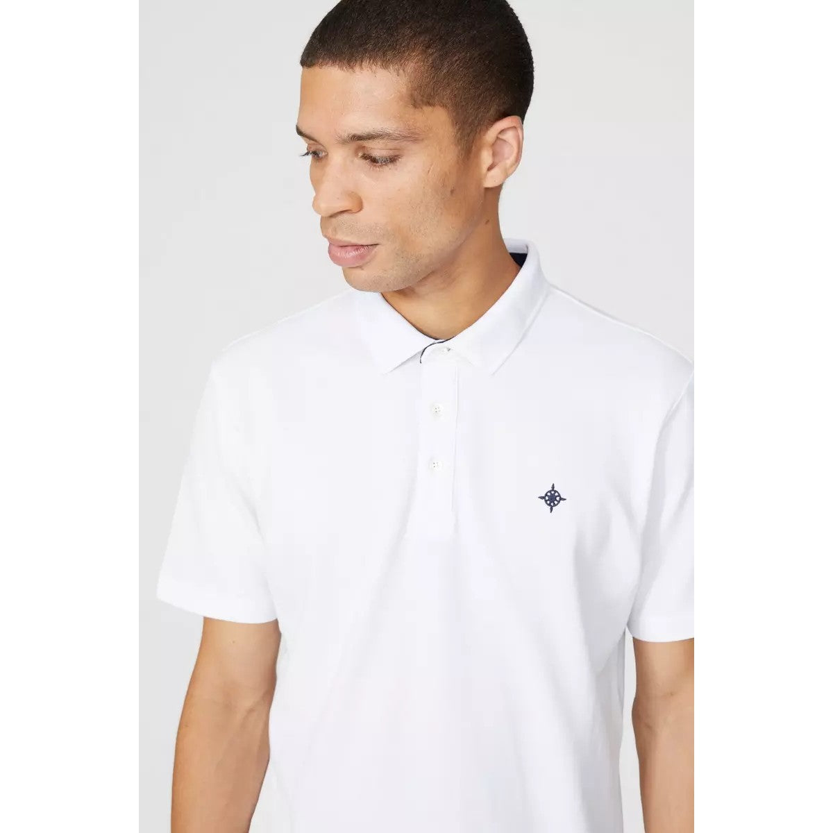 White - Side - Maine Mens Pique Short-Sleeved Polo Shirt