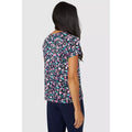 Navy - Back - Debenhams Womens-Ladies Pansy Watercolour Short-Sleeved Pyjama Top