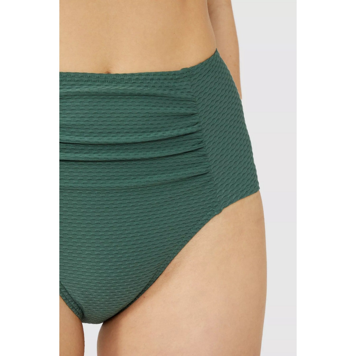 Green - Side - Debenhams Womens-Ladies Textured High Waist Bikini Bottoms