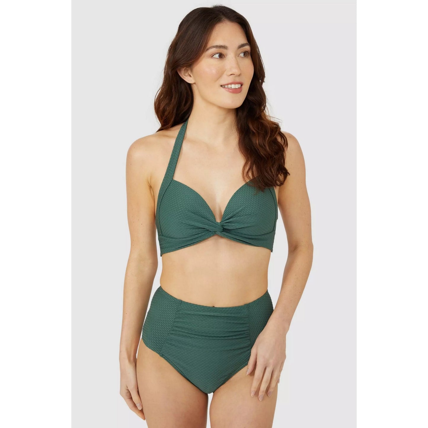 Green - Lifestyle - Debenhams Womens-Ladies Textured High Waist Bikini Bottoms