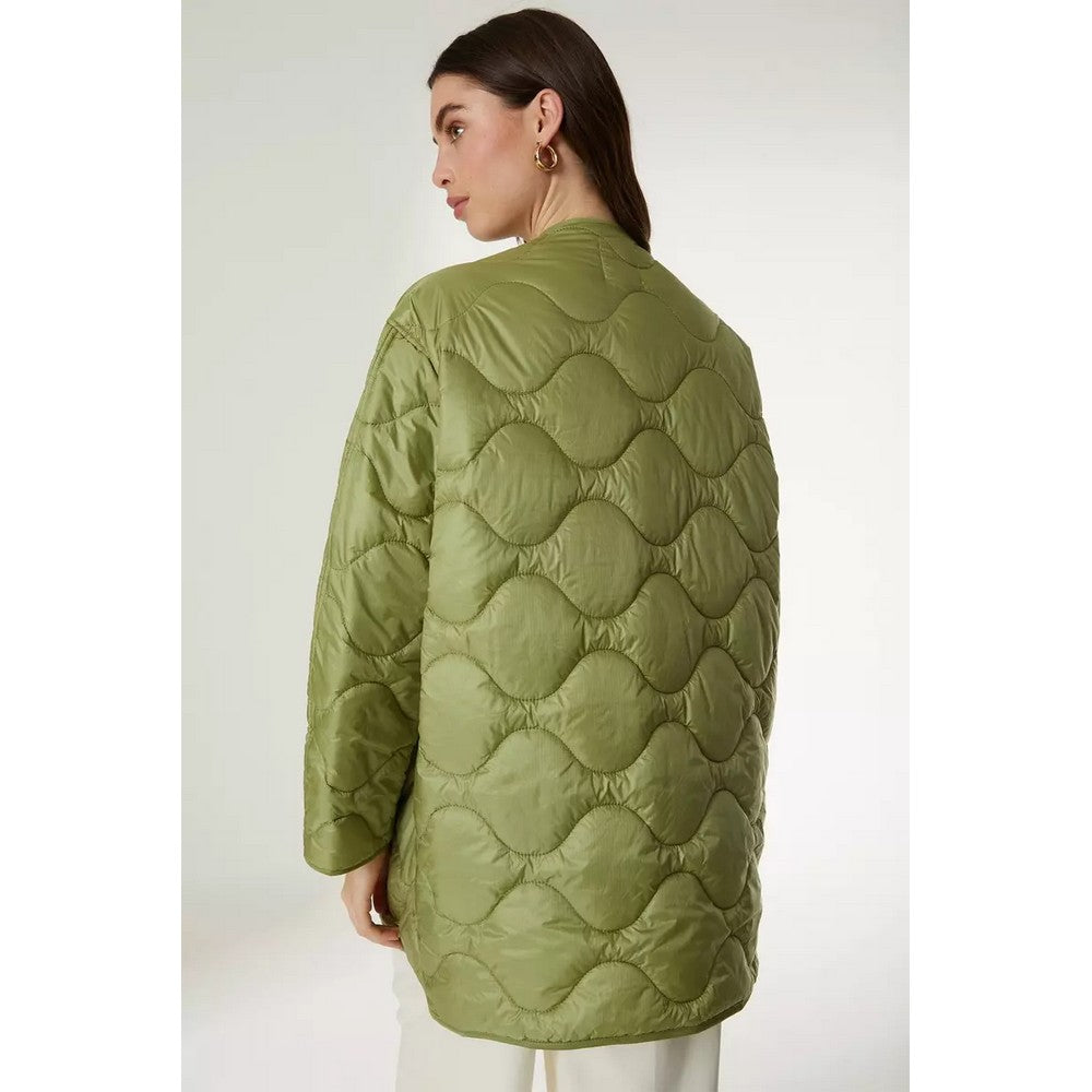 Khaki - Back - Principles Womens-Ladies Lightweight Quilted Longline Jacket