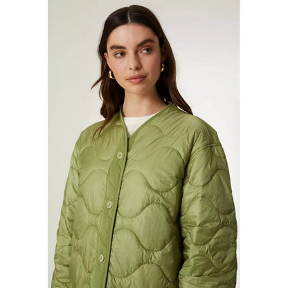 Khaki - Side - Principles Womens-Ladies Lightweight Quilted Longline Jacket