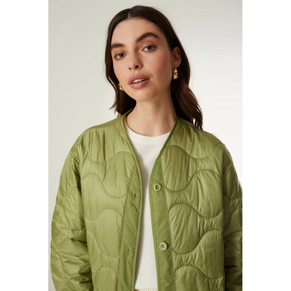 Khaki - Lifestyle - Principles Womens-Ladies Lightweight Quilted Longline Jacket