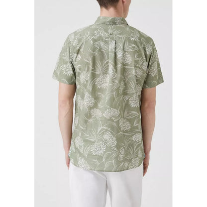 Sage - Back - Mantaray Mens Rustic Leaf Print Shirt