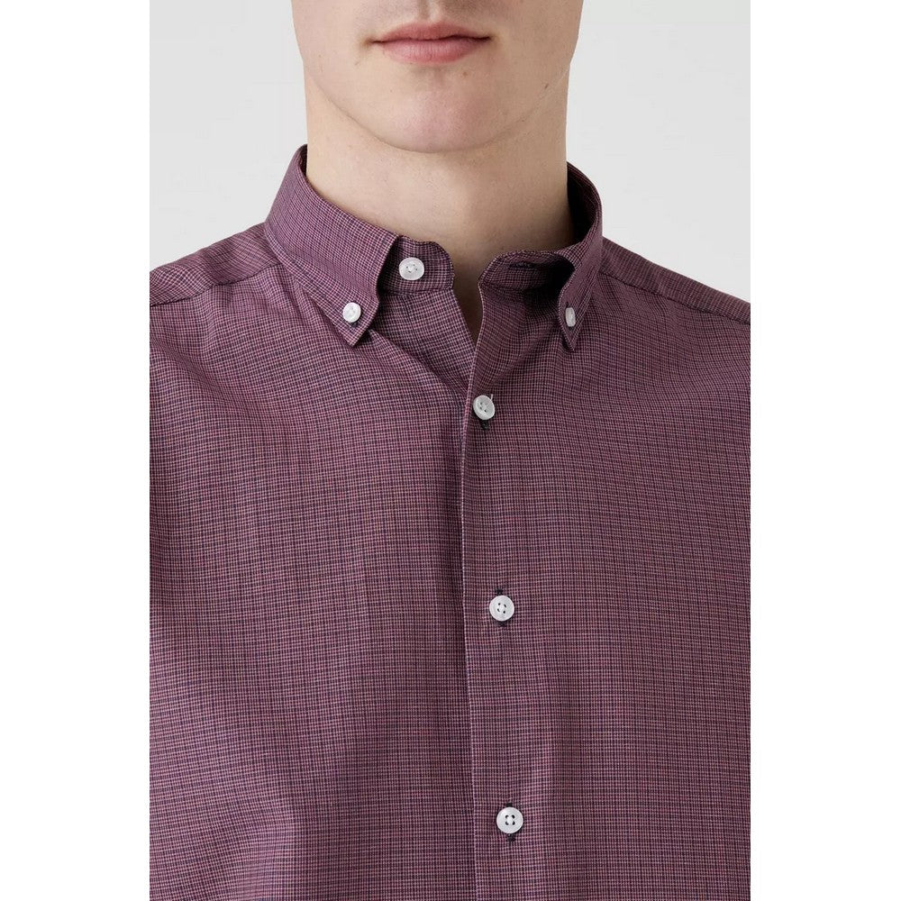 Red - Side - Maine Mens Pin Check Shirt