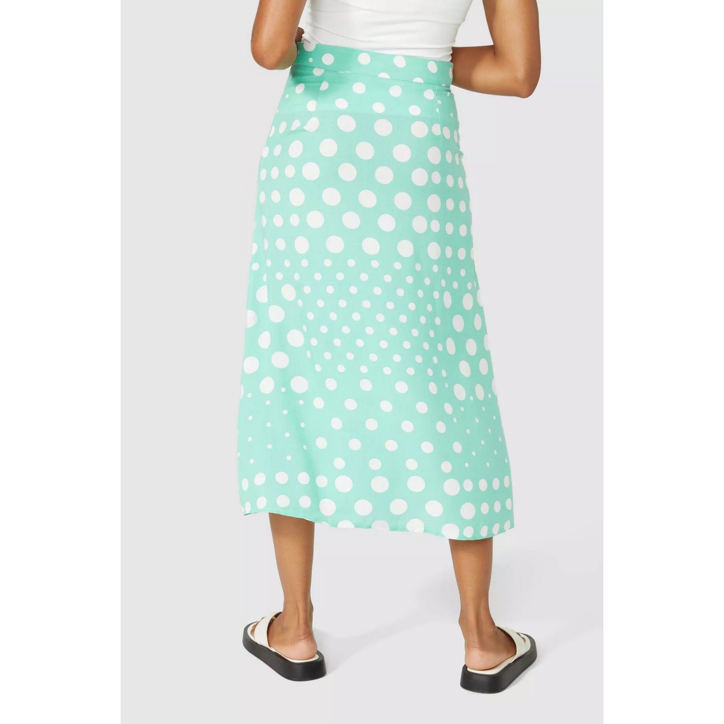 Ivory - Back - Maine Womens-Ladies Spotted Midi Skirt