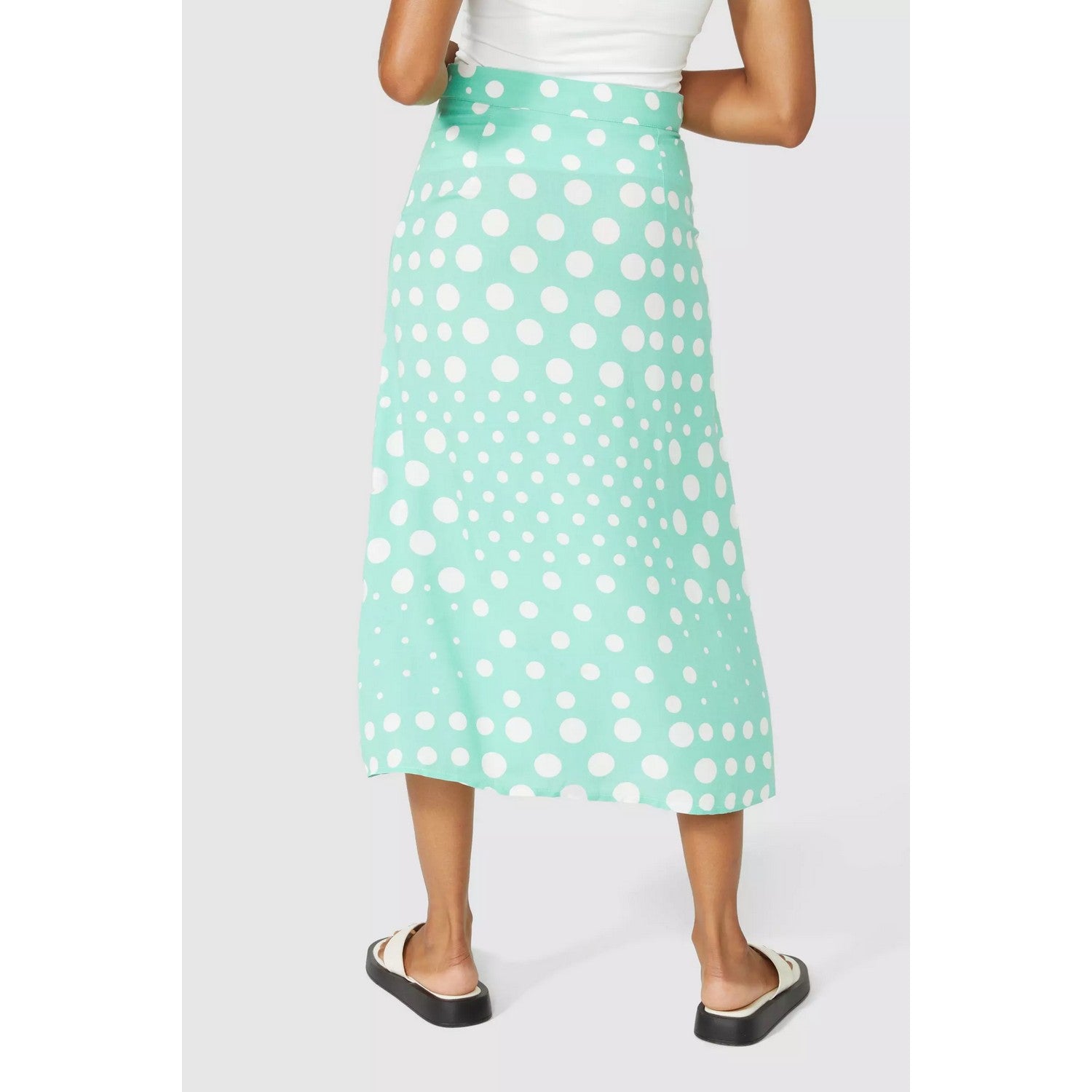 Ivory - Back - Maine Womens-Ladies Spotted Midi Skirt