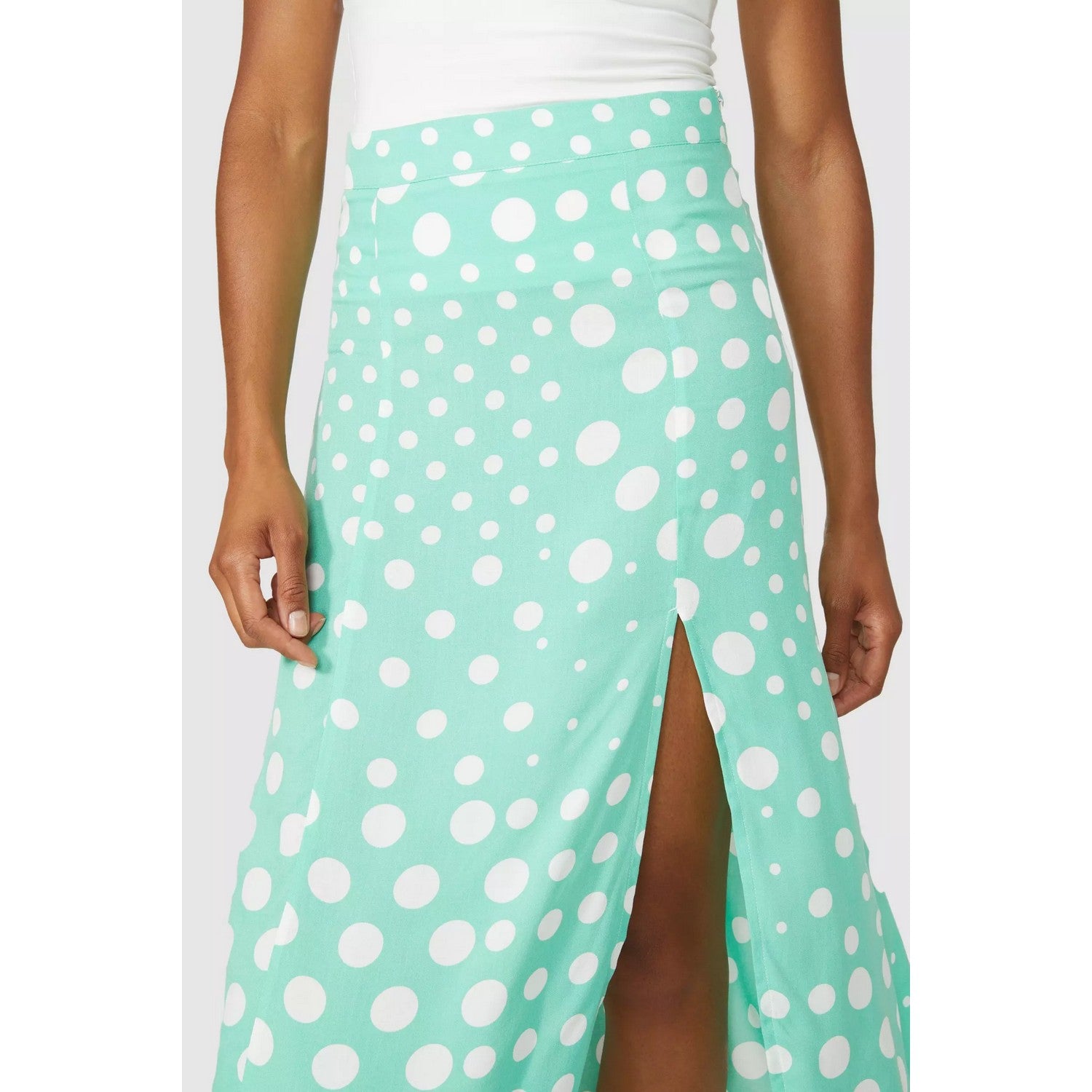 Ivory - Side - Maine Womens-Ladies Spotted Midi Skirt