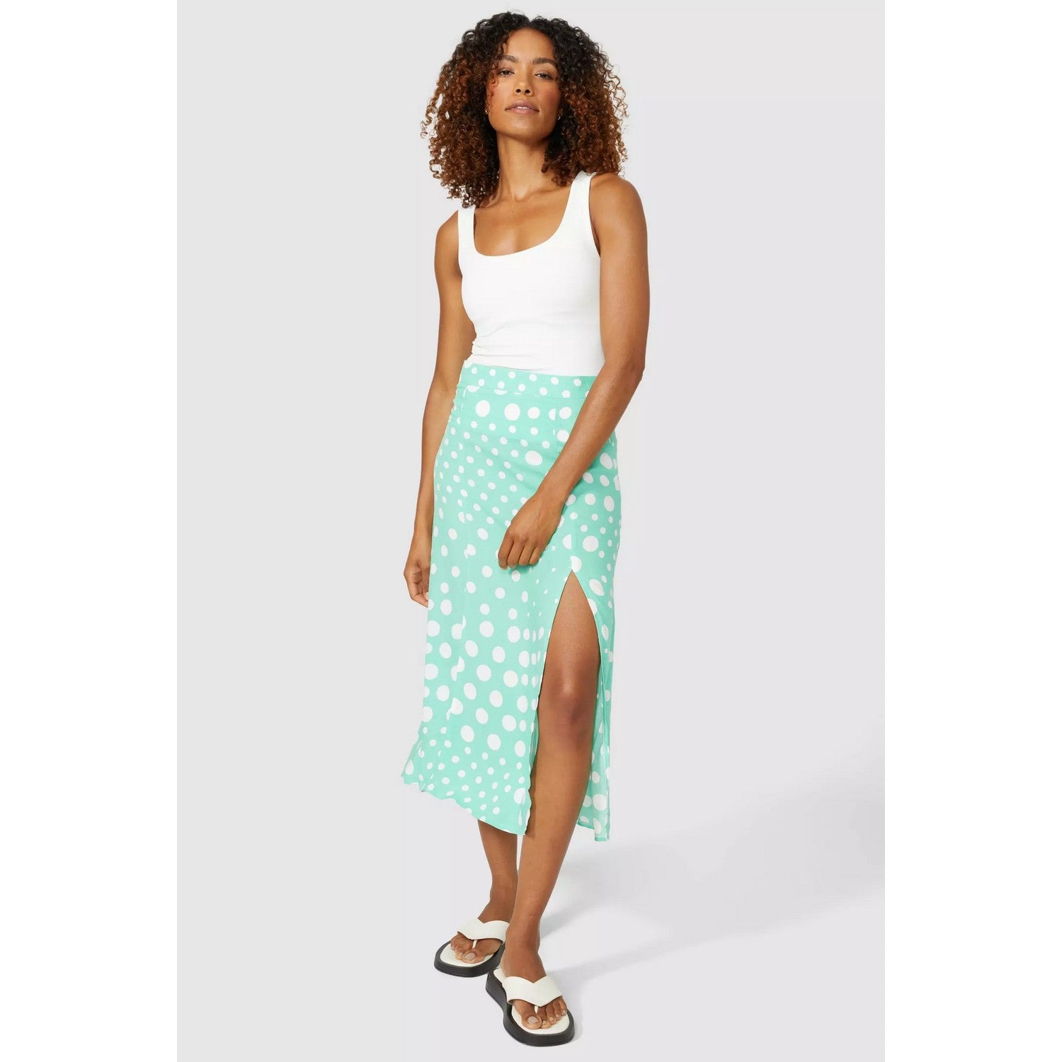 Ivory - Pack Shot - Maine Womens-Ladies Spotted Midi Skirt