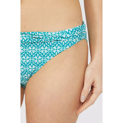 Teal - Side - Mantaray Womens-Ladies Savannah Tile Ruched Bikini Bottoms