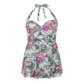 Multicoloured - Front - Gorgeous Womens-Ladies Jungle Skirted One Piece Swimsuit