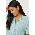 Sage - Side - Debenhams Womens-Ladies Bloom Woven Revere Collar Pyjama Top
