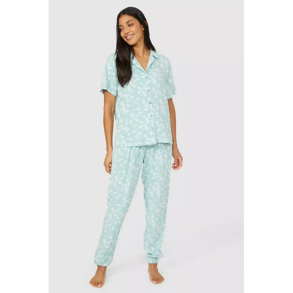 Sage - Lifestyle - Debenhams Womens-Ladies Bloom Woven Revere Collar Pyjama Top