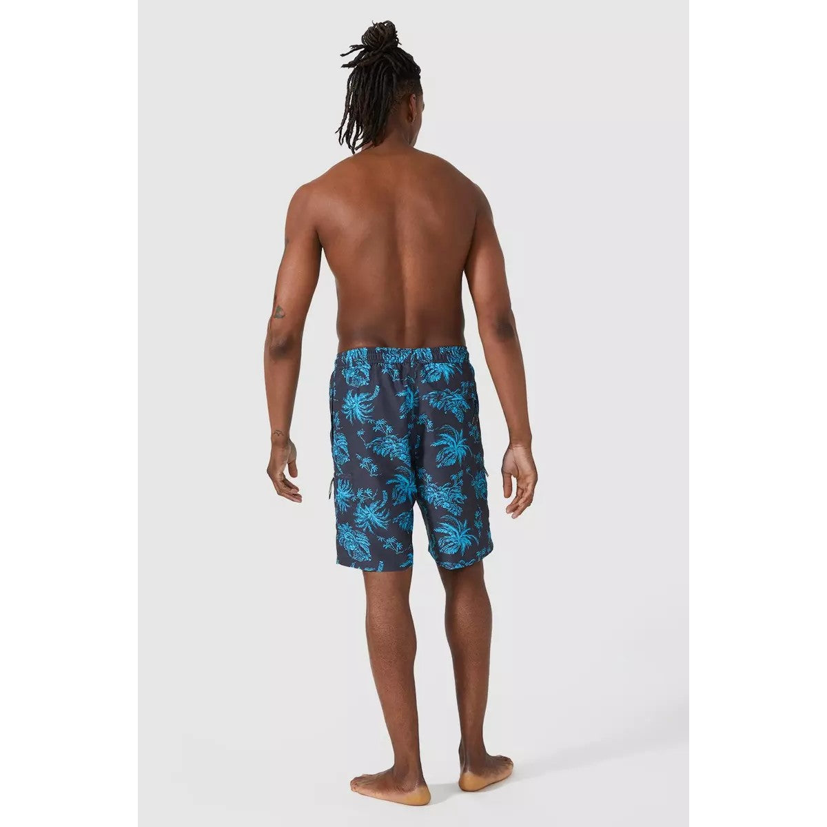 Turquoise - Back - Mantaray Mens Exploded Palm Print Quick Dry Swim Shorts