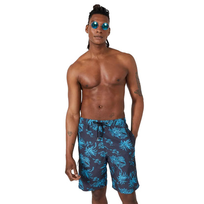Turquoise - Front - Mantaray Mens Exploded Palm Print Quick Dry Swim Shorts