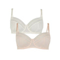Pink-White - Front - Gorgeous Womens-Ladies Geometric Mesh Bra (Pack of 2)
