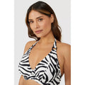 White-Black - Side - Gorgeous Womens-Ladies Zebra Print Non-Padded Bikini Top