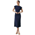 Navy - Lifestyle - Principles Womens-Ladies Jersey Ruched Side Midi Dress