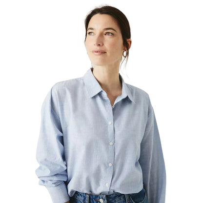 Navy - Side - Maine Womens-Ladies Textured Oversized Shirt