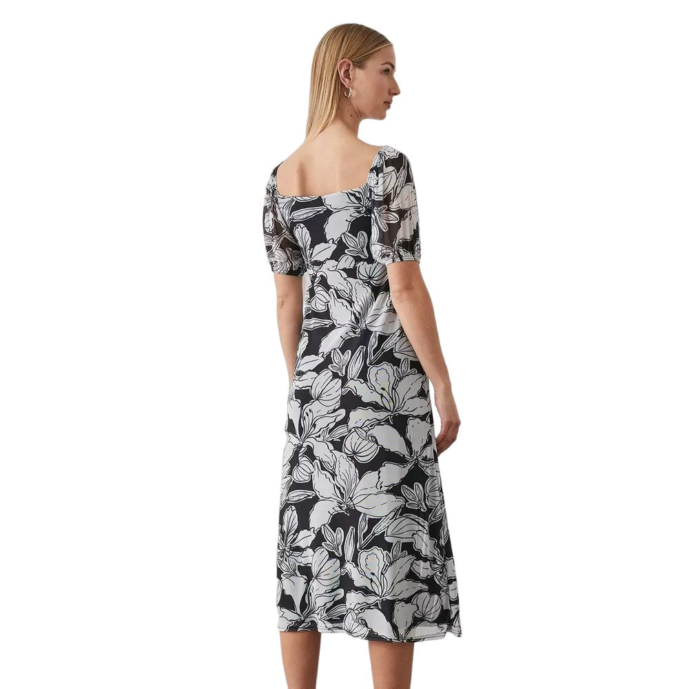 Black-White - Back - Principles Womens-Ladies Floral Mesh Sweetheart Midi Dress