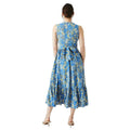 Blue - Back - Maine Womens-Ladies Floral V Neck Midi Dress