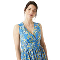Blue - Side - Maine Womens-Ladies Floral V Neck Midi Dress